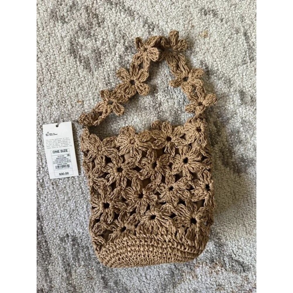 A New Day straw mini floral bucket bag